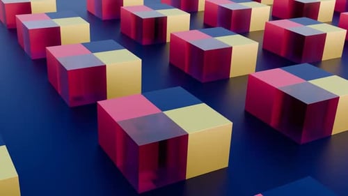 VJ Loop colorful geometric shapes on a dark blue background for music videos