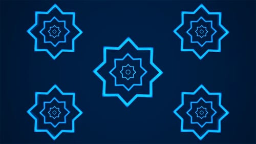 Pulsating Blue Geometric Star Patterns Animated Background