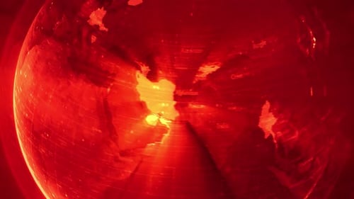 Glowing Red Digital Earth Globe Highlight Animation