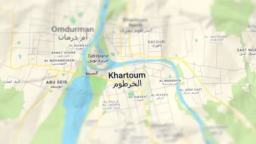 Animated Map of Khartoum, Sudan, Aerial View