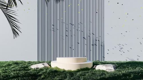 Minimalist Outdoor Podium with Abstract Background