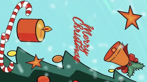 Christmas Icons Animation on Blue Background