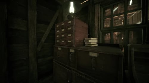 Vintage Rustic Room Interior Exploration Animation