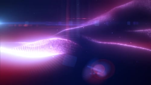 Purple energy glowing magic waves high-tech digital iridescent liquid plasma with light rays lines