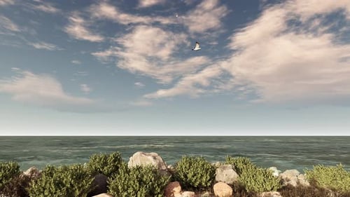 View Of The Calm Sea And Sky From The Island