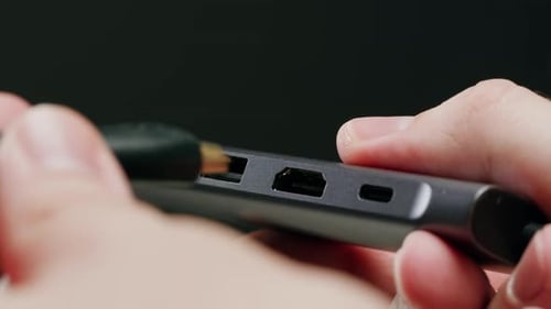 Charging Connection for Different Devices Closeup Phone Laptop Charging Port USB Wire for Device