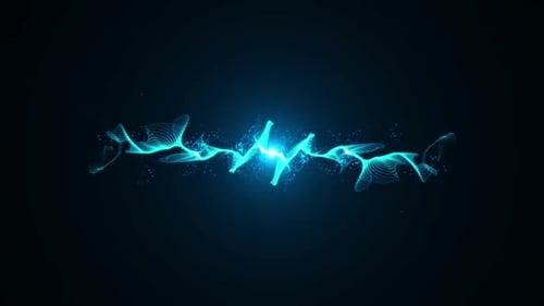 Abstract Wave Energy Background Loop field with particles and turbulence lines waving smoothly