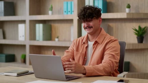 Caucasian Man Problem Stress in Office Sad Upset Guy Male Businessman Business Employer Manager