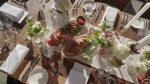Elegant Table Set for Wedding Celebration Feast