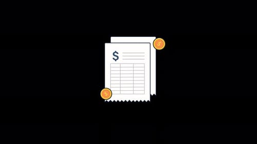 Animated Financial Receipts with Moving Coins Icon