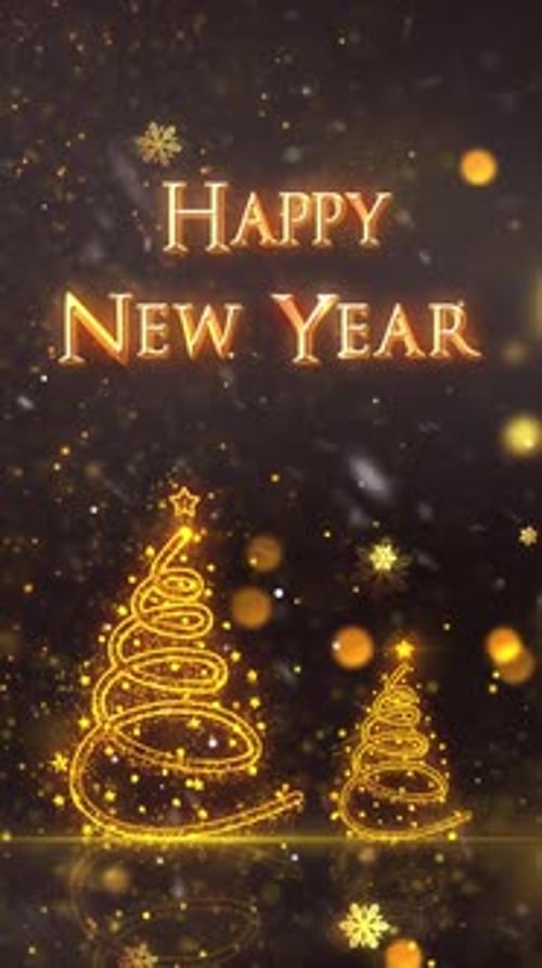 Sparkling Gold Christmas and New Year Greeting Animation