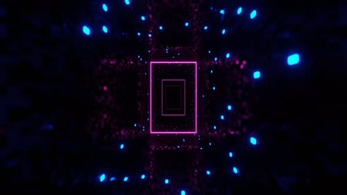 Blauer und rosafarbener Korridor mit neonfarbenem Rechteckhintergrund Vj Loop I 4K
