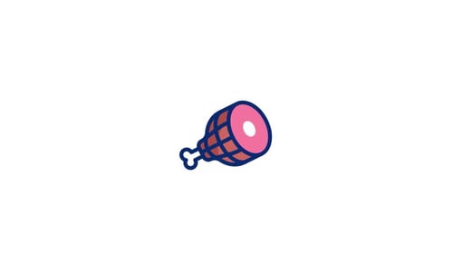 Animated Flat Design Ham Drumstick Icon