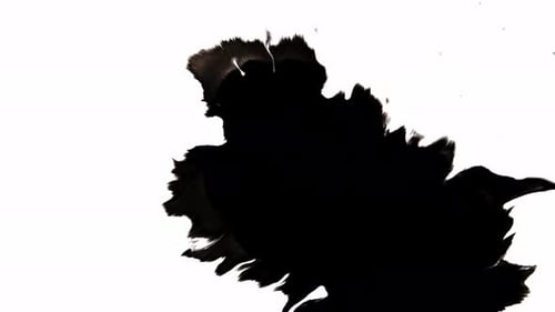 Expanding Black Ink Blot on White Background