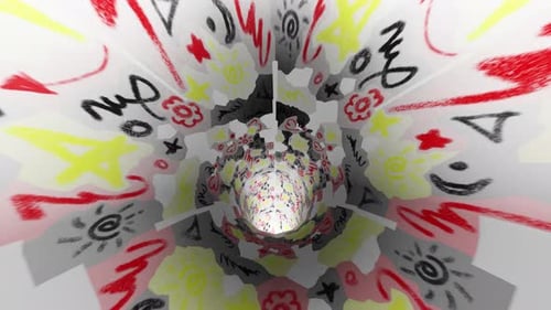 White Abstract Background Fun Doodle Tunnel Backdrop 4k Resolution 60 Fps