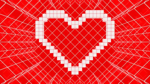 White And Red Pixel Heart Background Vj Loop In HD