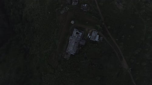 Cinematic drone shot - Zoom out shot of a Abandoned Tea Factory.