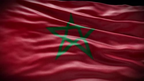 Realistic Fabric Waving Flag of Morocco