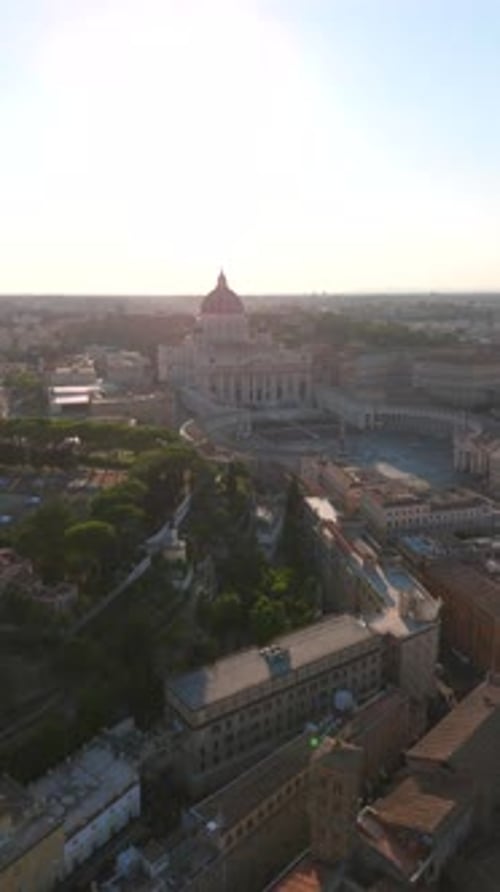 A Stunning Aerial View Captures St Peters Basilica and Vatican City During a Breathtaking Sunset
