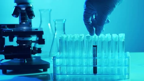 Closeup of Scientific Laboratory in Hospital Epidemic Disease Healthcare Vaccine Research and