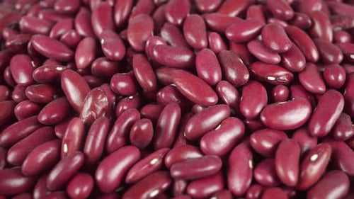 Close Up Of A Pile Of Dried Red Beans With White Eyes Ready To Cook.