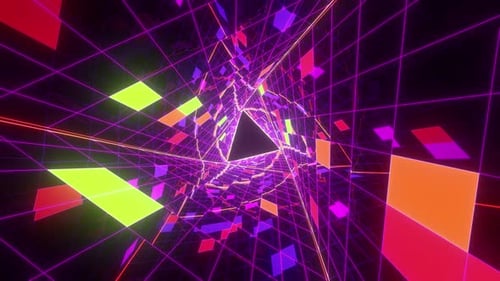 Abstract Tunnel in Retrowave Style Background