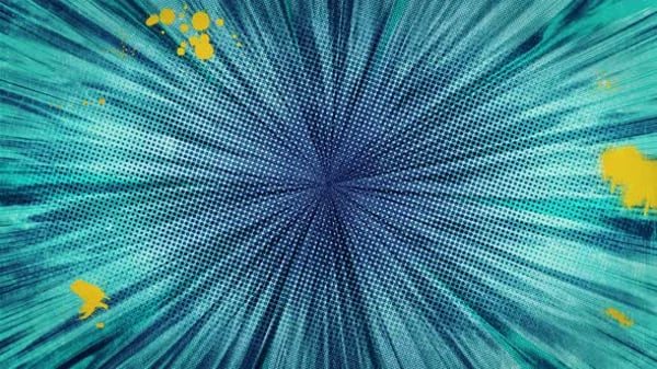 Energetic Green Radial Burst Animation With Halftone Dots And Stars ...