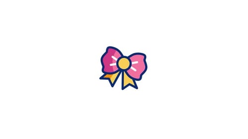 Animated Celebration Gift Bow Icon in Flat Design