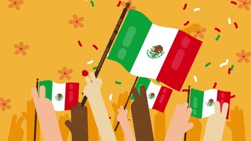 Mexican party with flags 4k