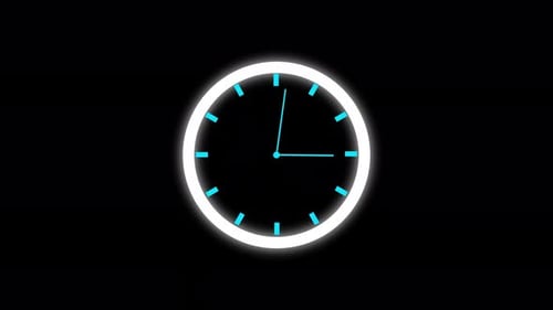 Animated Digital Clock Icon with Glowing White Frame