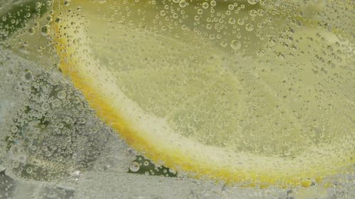 Refreshing Drink with Lemon and Mint Close Up