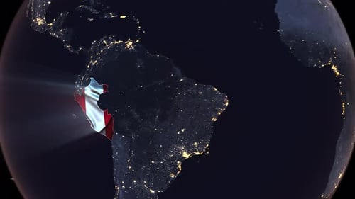 3D Earth Zoom to Peru Flag Map Reveal