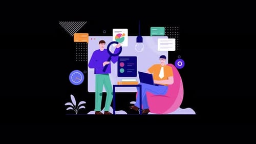 Two professionals collaborating in a modern office setting