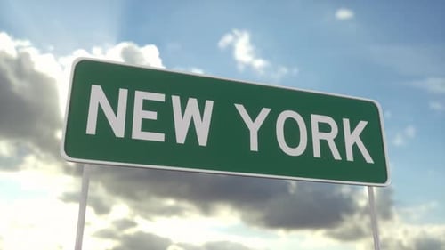 Welcome to New York. New York road sign on a blue sky