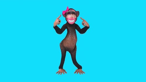 Macaco feliz de desenho animado 3D divertido (com canal alfa)