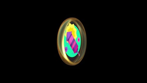 3D Rotating Golden Coin with Celebration Icon