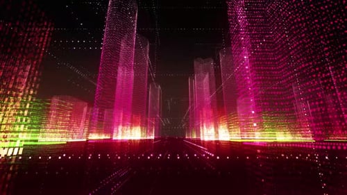 Technologischer digitaler Stadthintergrund V8