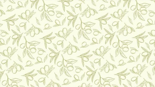 Hand drawn olives background on a seamless loop