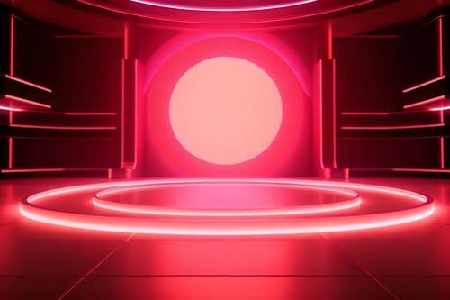 podium Futuristic showcase with platform for product displaying. Empty modern stage display