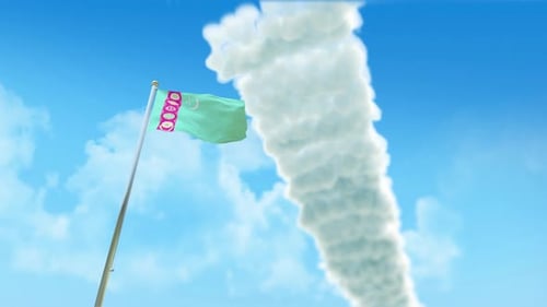 Military Jets Aerial Display Revealing Waving Flag