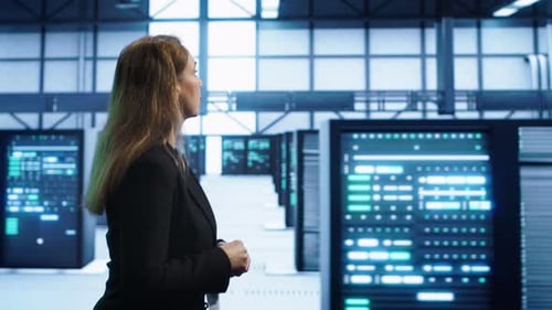 IT Professional Supervising Data Center Workplace Checking Hardware