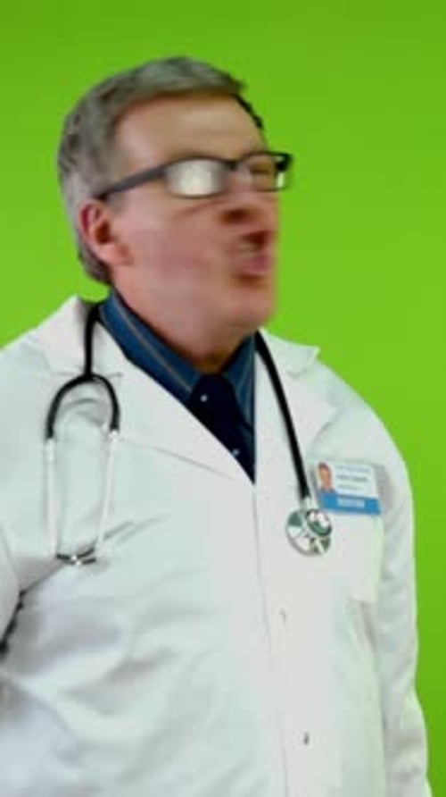 Doctor Explains on Green Screen Background
