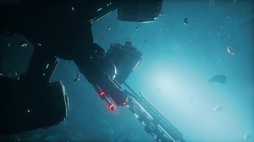 Futuristic Space Station Explores a Cosmic Dust Cloud