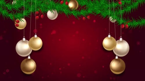 Festive Christmas Animation with Ornaments and Pine Decorations