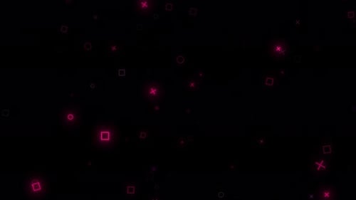 Geometric Shape Animation On Dark Background. Glowing Digital High Tech Geometric Shape Animation