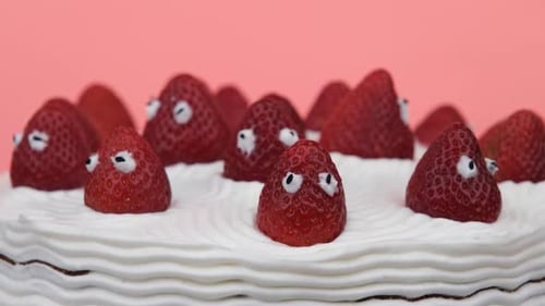Strawberry Cake Topped With Decorative Berries