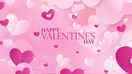 Happy Valentines Day Animationshintergrund mit rosafarbenem Herzen 4K