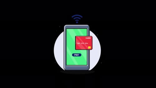 Mobile Payment Transaction Animation in Flat Design