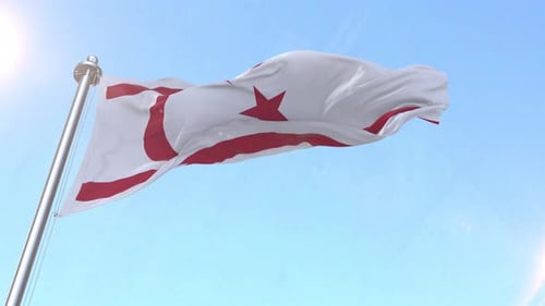 Northern Cyprus Flag Waving in Realistic Slow Motion