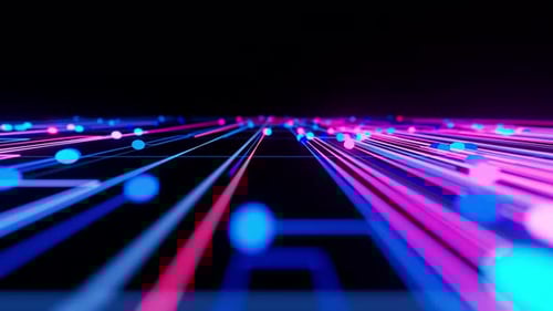 Gros plan sur l'intelligence artificielle, le traitement des mégadonnées, l'animation des flux, le cœur de l'informatique quantique